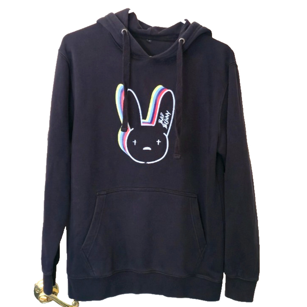 Bad Bunny Hooded Sweatshirt Hoodie Men's Small Black Soft Unisex